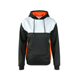 Black White Orange Color Block Hoodie Custom Company Uniform Sweatshirt With Zipper Pockets