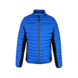 Blue Black Spliced Light Padded Work Jacket, Water Resistant Stand Collar Uniform Coat Custom Logo