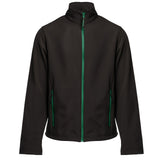 Custom Stand Collar Soft Shell Uniform Jacket Black With Contrast Green Zipper For Staff Team