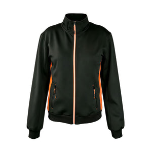Full Zip Stand Collar Work Jacket Custom Team Uniform With Orange Side Stripe