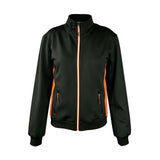 Full Zip Stand Collar Work Jacket Custom Team Uniform With Orange Side Stripe