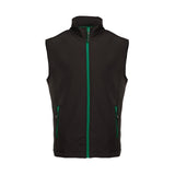 Black Water Resistant Softshell Work Vest With Green Zipper Custom Logo Uniform Waistcoat